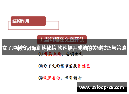 女子冲刺赛冠军训练秘籍 快速提升成绩的关键技巧与策略