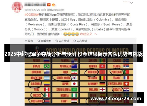 2025中超冠军争夺战分析与预测 投票结果揭示各队优势与挑战
